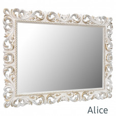 Зеркало настенное в раме  Alice Белое с золотом 